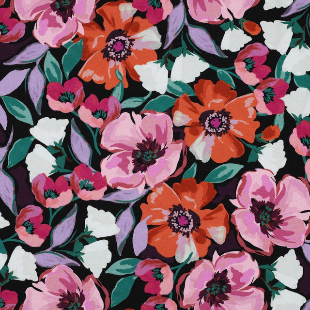 Floral French Terry - Black