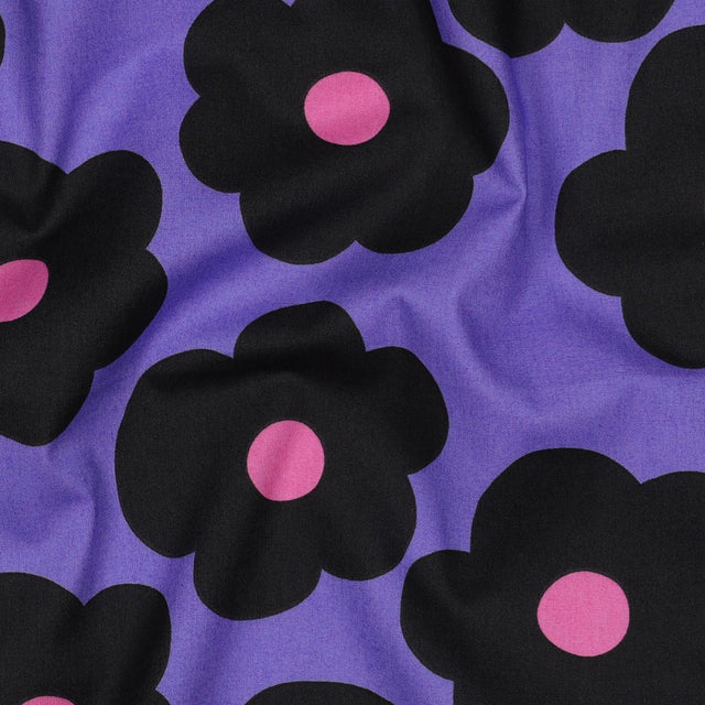 Fine Cotton Poplin -  Big Flower Purple