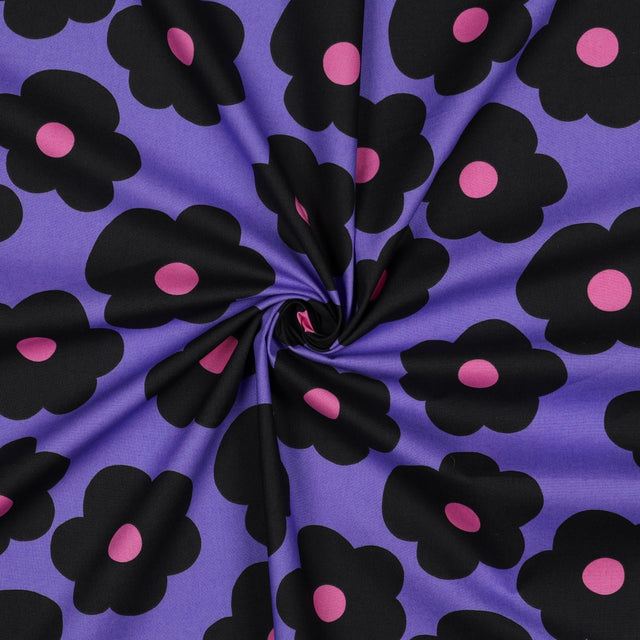Fine Cotton Poplin -  Big Flower Purple