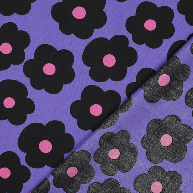 Fine Cotton Poplin -  Big Flower Purple