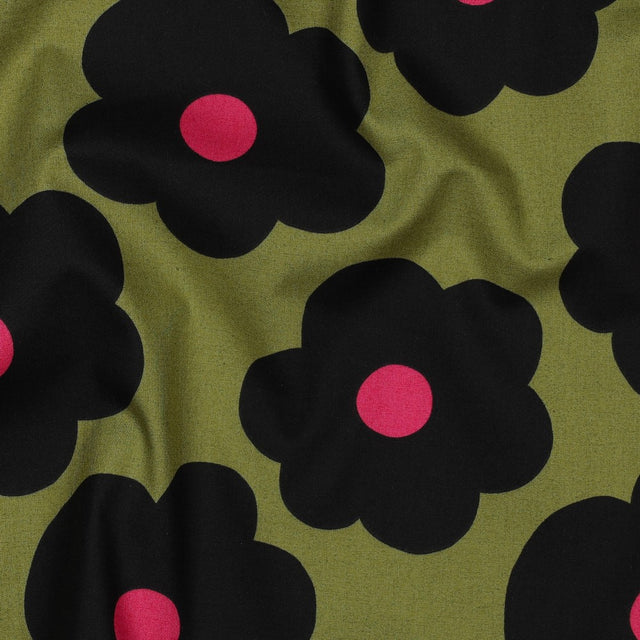 Fine Cotton Poplin -  Big Flower Moss