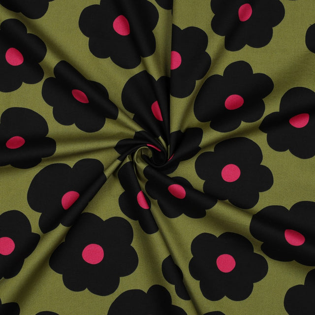 Fine Cotton Poplin -  Big Flower Moss