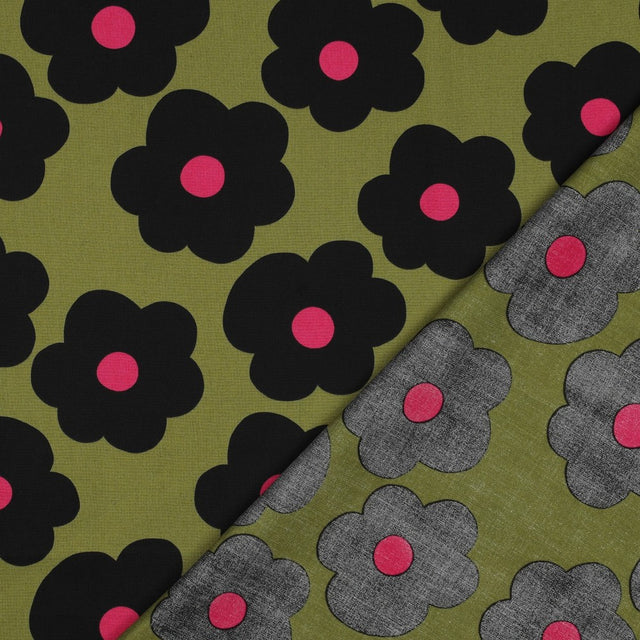 Fine Cotton Poplin -  Big Flower Moss