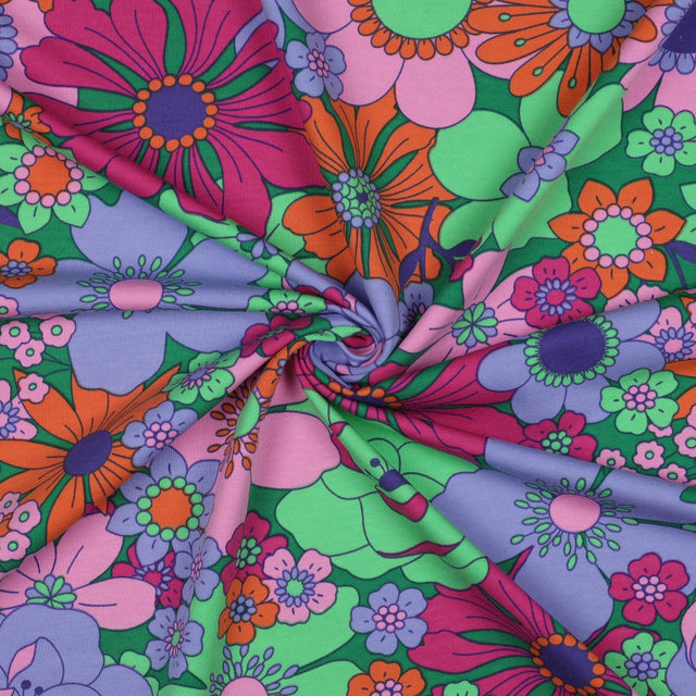 French Terry -  Blomster Green
