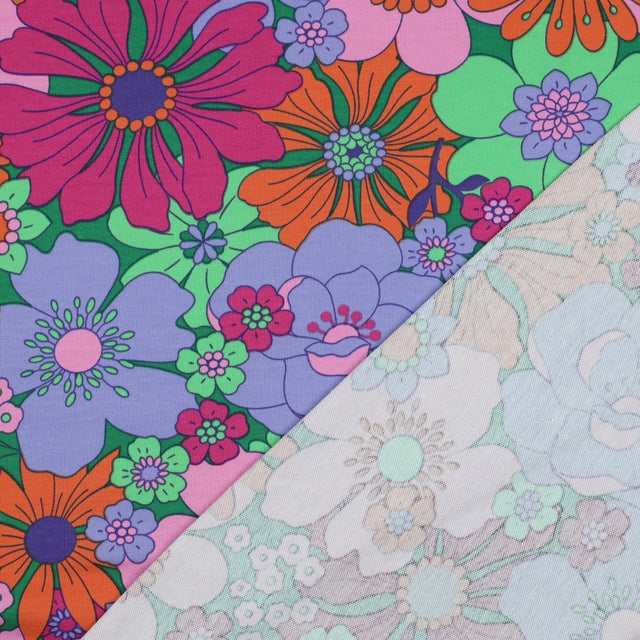 French Terry -  Blomster Green