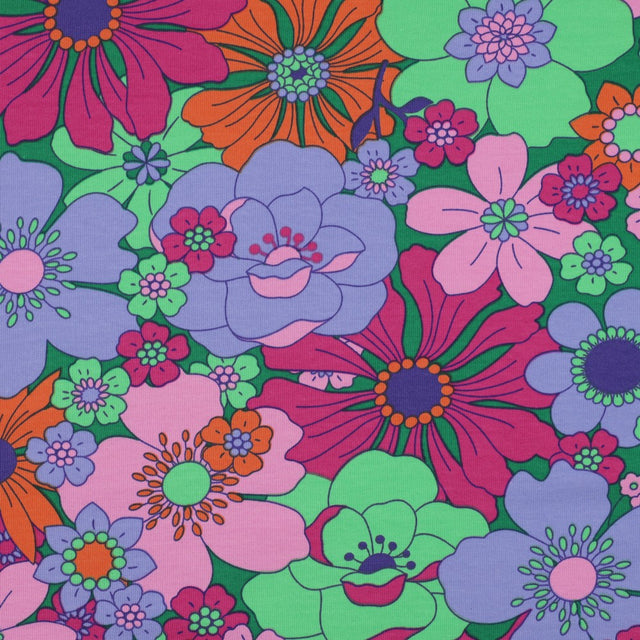 French Terry -  Blomster Green