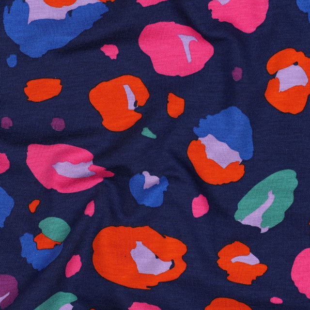 0.3m Remnant - Nerida Hansen Organic Cotton Jersey -  Animal Navy