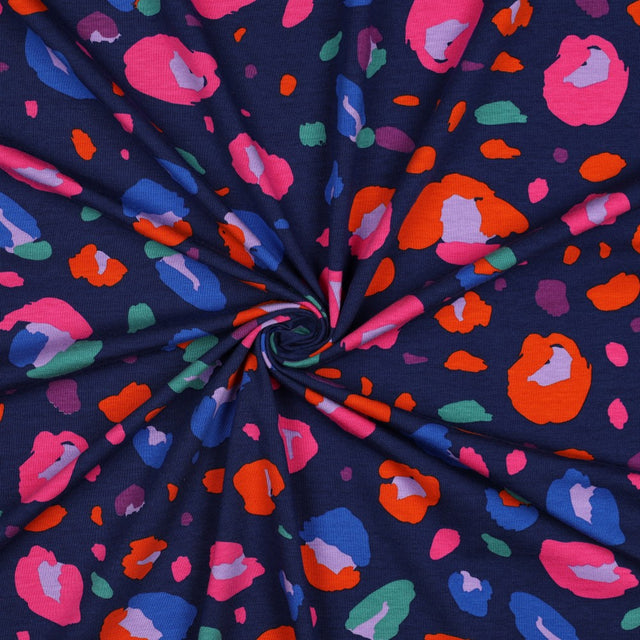 0.3m Remnant - Nerida Hansen Organic Cotton Jersey -  Animal Navy