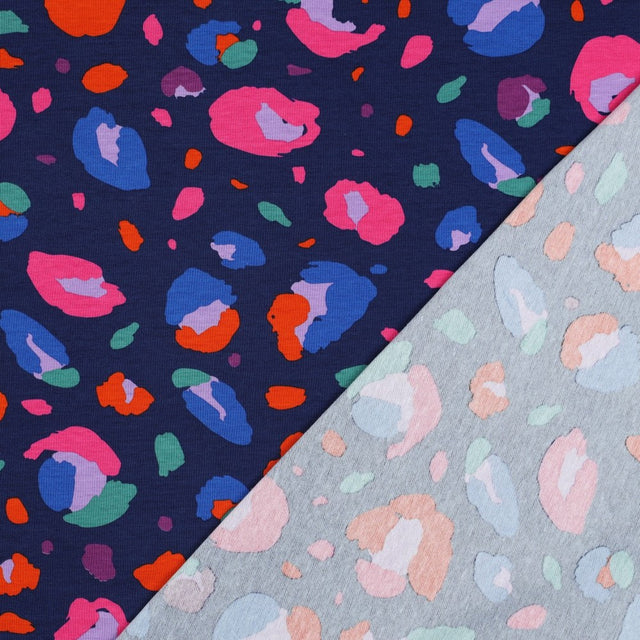 0.3m Remnant - Nerida Hansen Organic Cotton Jersey -  Animal Navy
