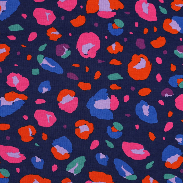 0.3m Remnant - Nerida Hansen Organic Cotton Jersey -  Animal Navy