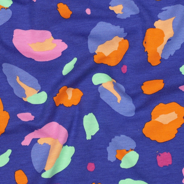 Organic Cotton Jersey -  Animal Royal Blue