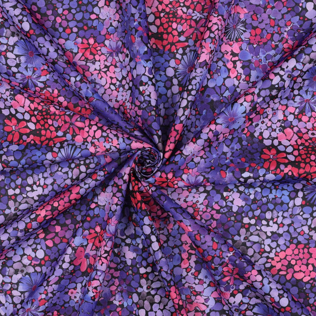 Cotton Voile - Watercolour Floral Purple