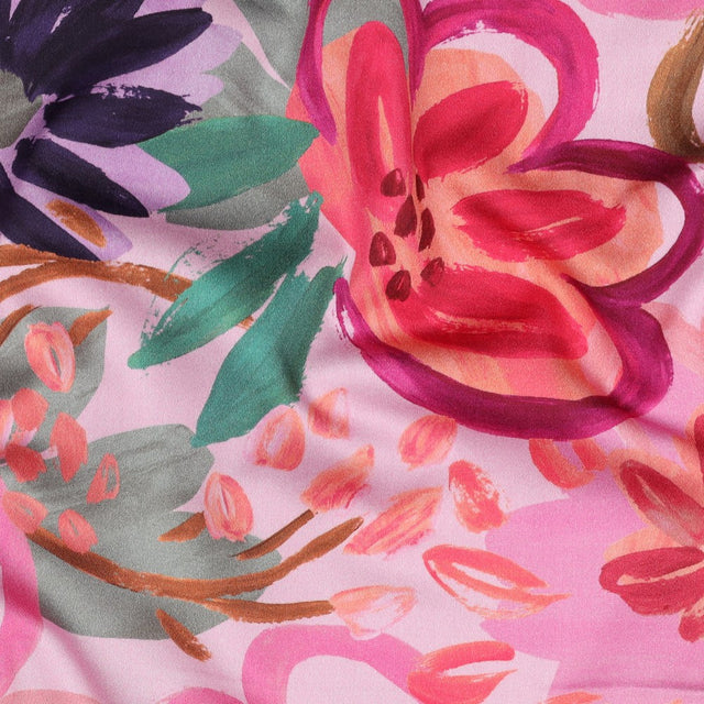 Cotton Satin - Bold Floral Pink