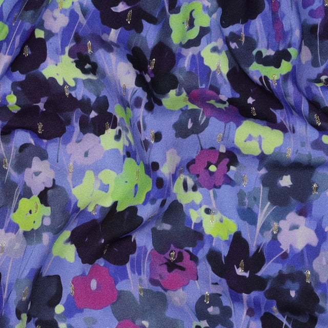 Viscose Lurex - Field Flowers Cobalt