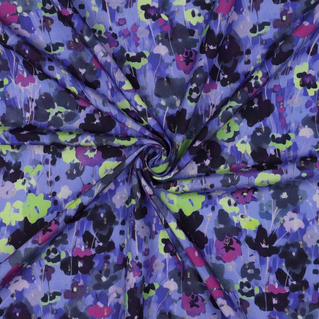 Viscose Lurex - Field Flowers Cobalt