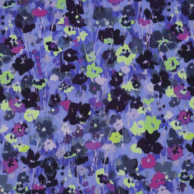 Viscose Lurex - Field Flowers Cobalt