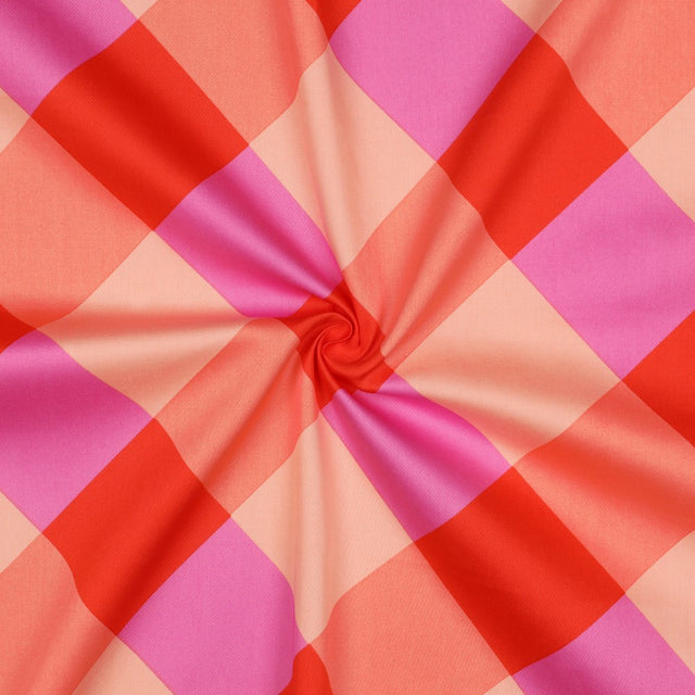 Cotton Satin - Gingham Red
