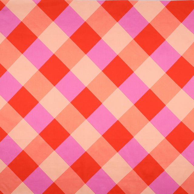 Cotton Satin - Gingham Red
