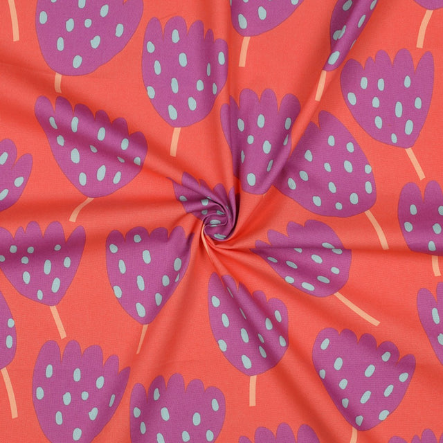 Fine Cotton Poplin -  Tulips Coral