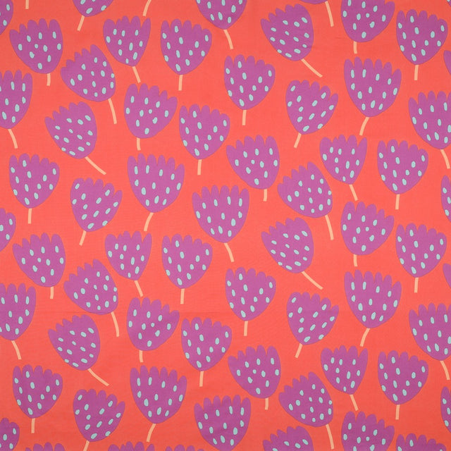 Fine Cotton Poplin -  Tulips Coral