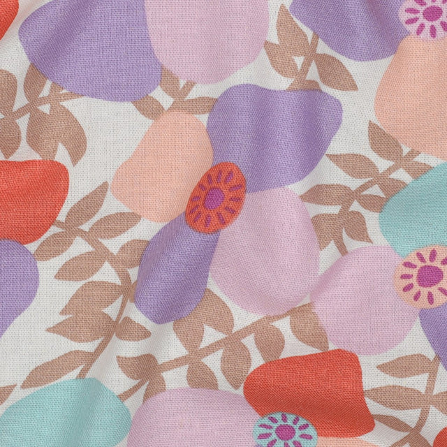 Linen Viscose - Lema Poppies Aqua