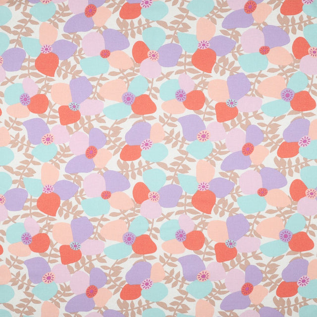 Linen Viscose - Lema Poppies Aqua