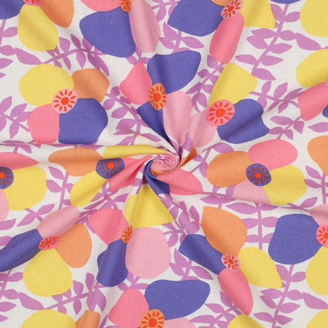 Linen Viscose - Lema Poppies Lavender