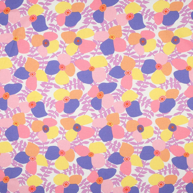 Linen Viscose - Lema Poppies Lavender