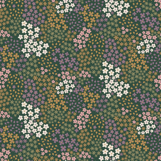 Small Floral French Terry - Dark Green