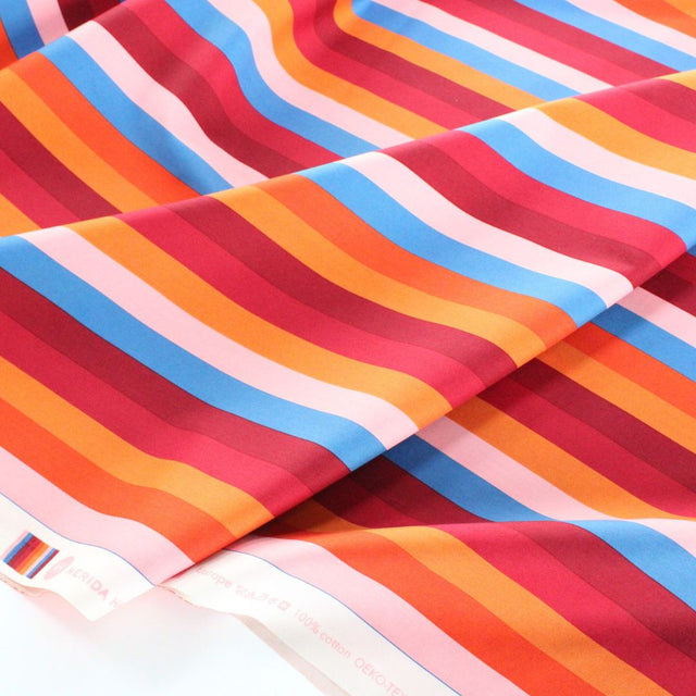 Fine Cotton Poplin -  Summer Stripe Bordeaux