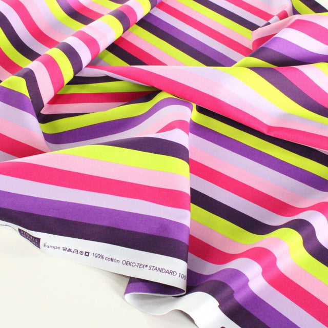 Fine Cotton Poplin -  Summer Stripe Purple