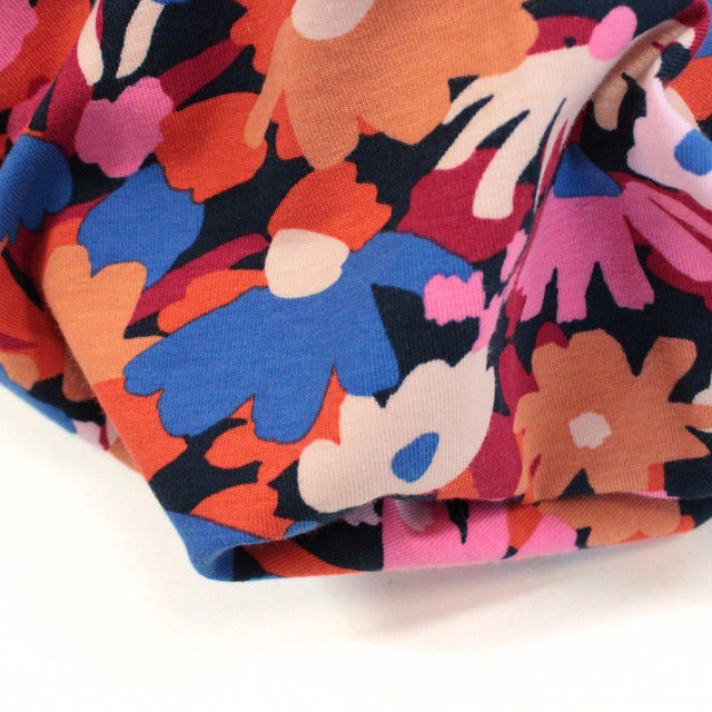 Organic Cotton Jersey -  Pop Blossom Navy