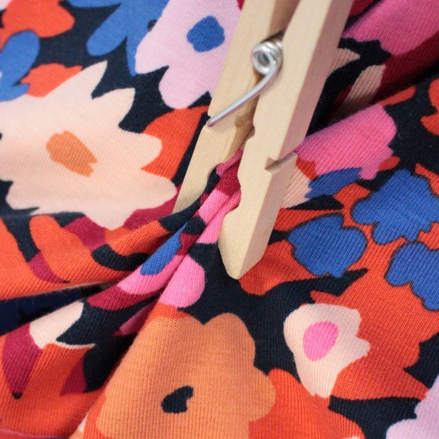 Organic Cotton Jersey -  Pop Blossom Navy