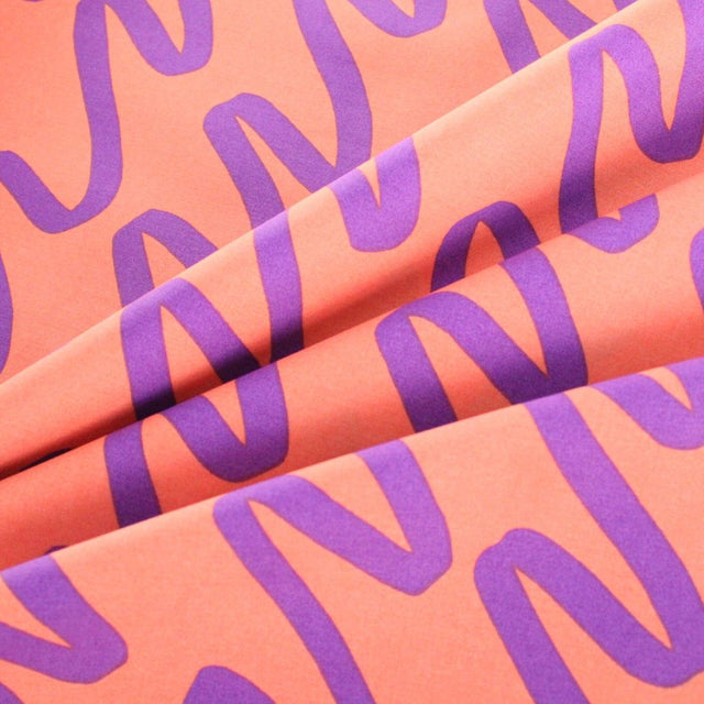Fine Cotton Poplin -  Making Waves Coral