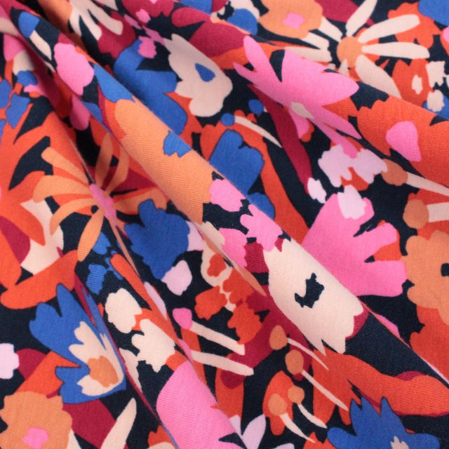 Organic Cotton Jersey -  Pop Blossom Navy
