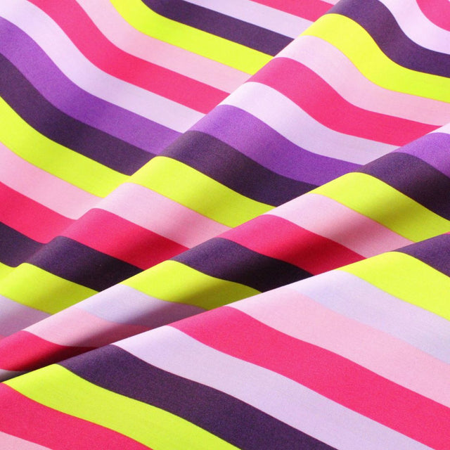 Fine Cotton Poplin -  Summer Stripe Purple