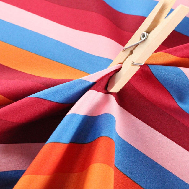 Fine Cotton Poplin -  Summer Stripe Bordeaux