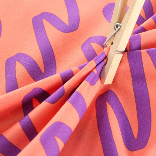 Fine Cotton Poplin -  Making Waves Coral