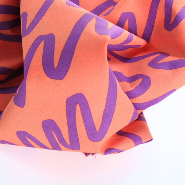Fine Cotton Poplin -  Making Waves Coral