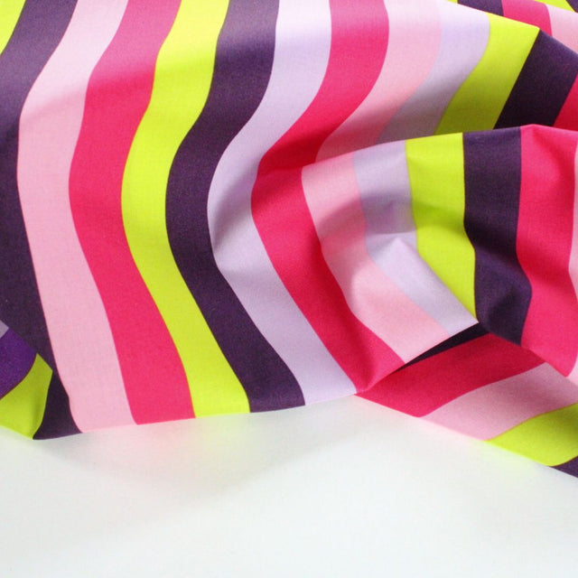 Fine Cotton Poplin -  Summer Stripe Purple