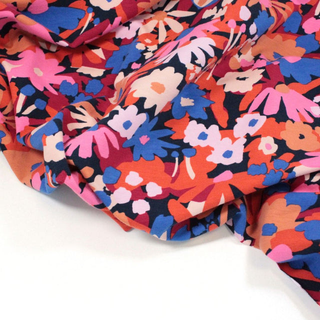 Organic Cotton Jersey -  Pop Blossom Navy