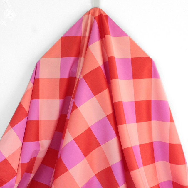 Cotton Satin - Gingham Red