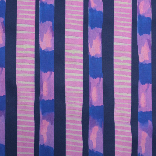 Cotton Satin - Large Stripe Dark Cobalt