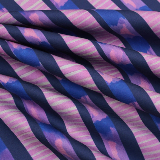 Cotton Satin - Large Stripe Dark Cobalt