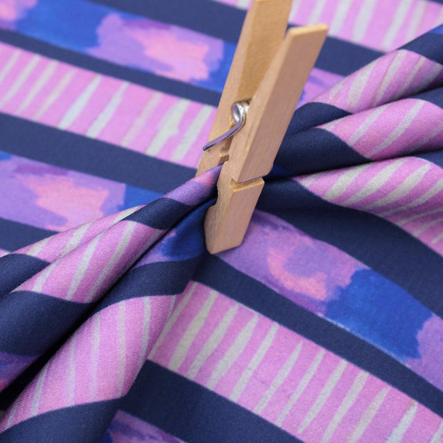 Cotton Satin - Large Stripe Dark Cobalt