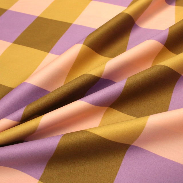 Cotton Satin - Large Gingham Olive