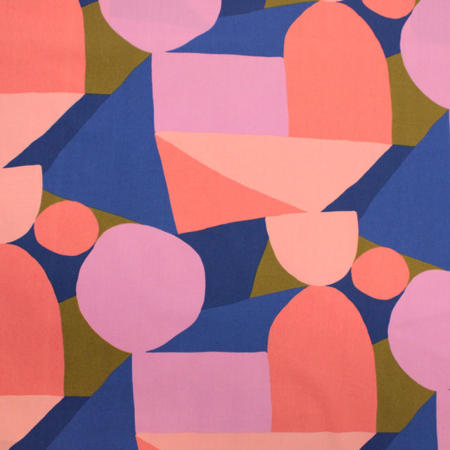 Fine Cotton Poplin -  Multi Shapes Blush