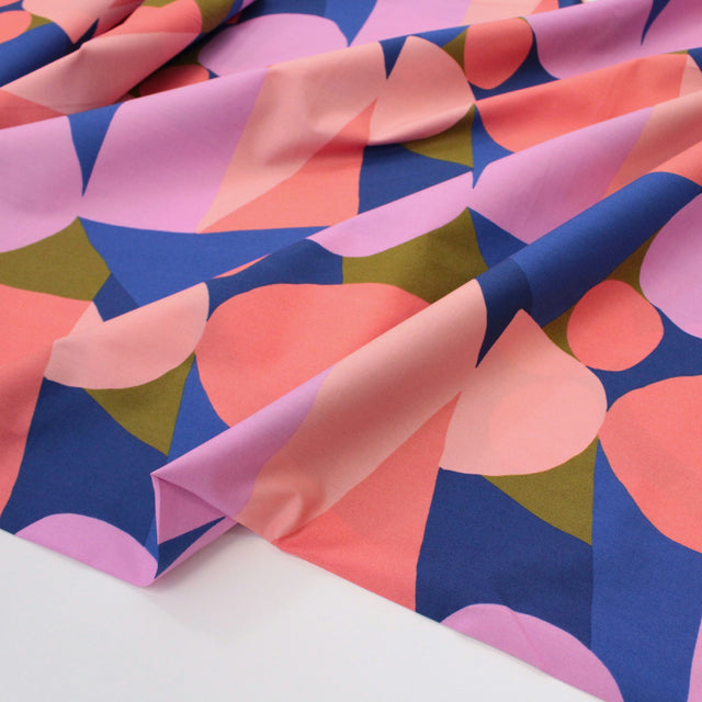 Fine Cotton Poplin -  Multi Shapes Blush
