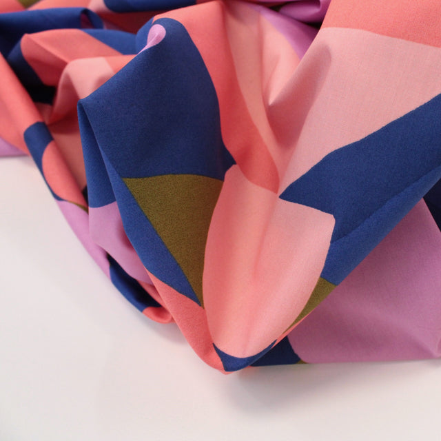 Fine Cotton Poplin -  Multi Shapes Blush