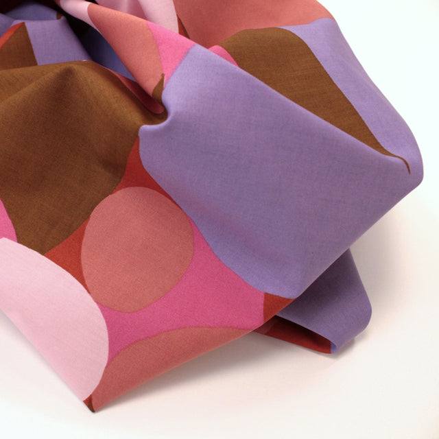 Fine Cotton Poplin -  Multi Shapes Dark Rose